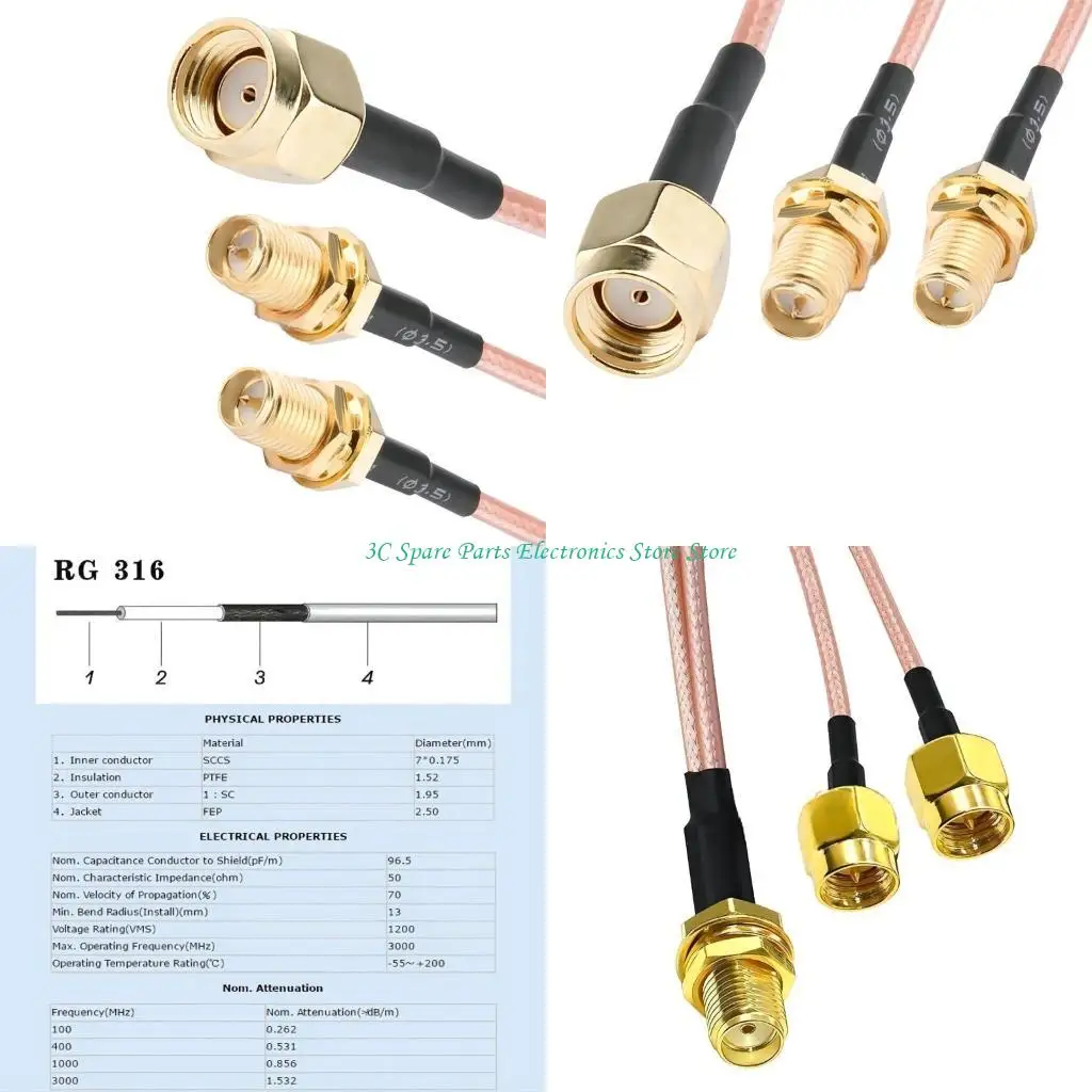 

SZ SMA Y Splitters Cable SMA Female to Double Male RG316 Extension Cable Adapters