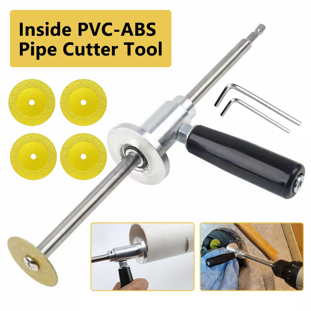With Diamond Grit Cutting Wheel and Handle Inside Pipe Cutter for PVC Pipe Cutter, Stainless Steel Plumbing Inside Cutter Tools