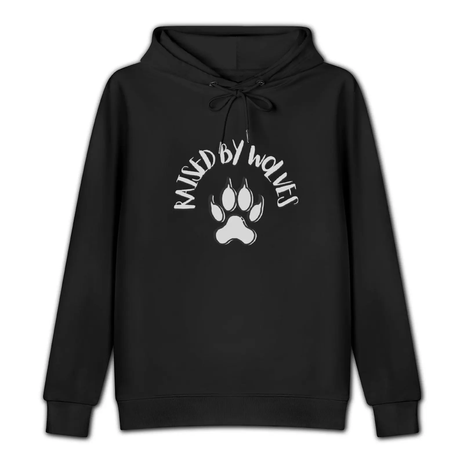 Raised by Wolves Light Gray Animal Paw Print Sarcasm Funny Pullover Hoodie autumn clothes men wear men's clothes men hoodie