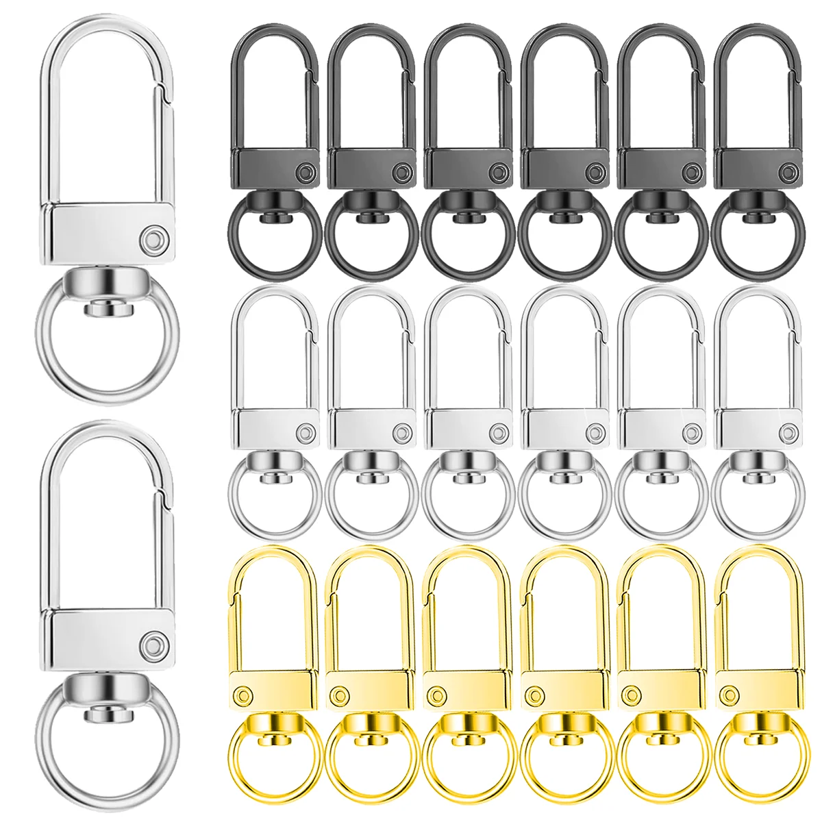 15/30/60 pcs Rotating Dog Buckle Gold Lobster Clasps Hooks For DIY Jewelry Making Key Ring Chain Accessories Supplies Wholesale