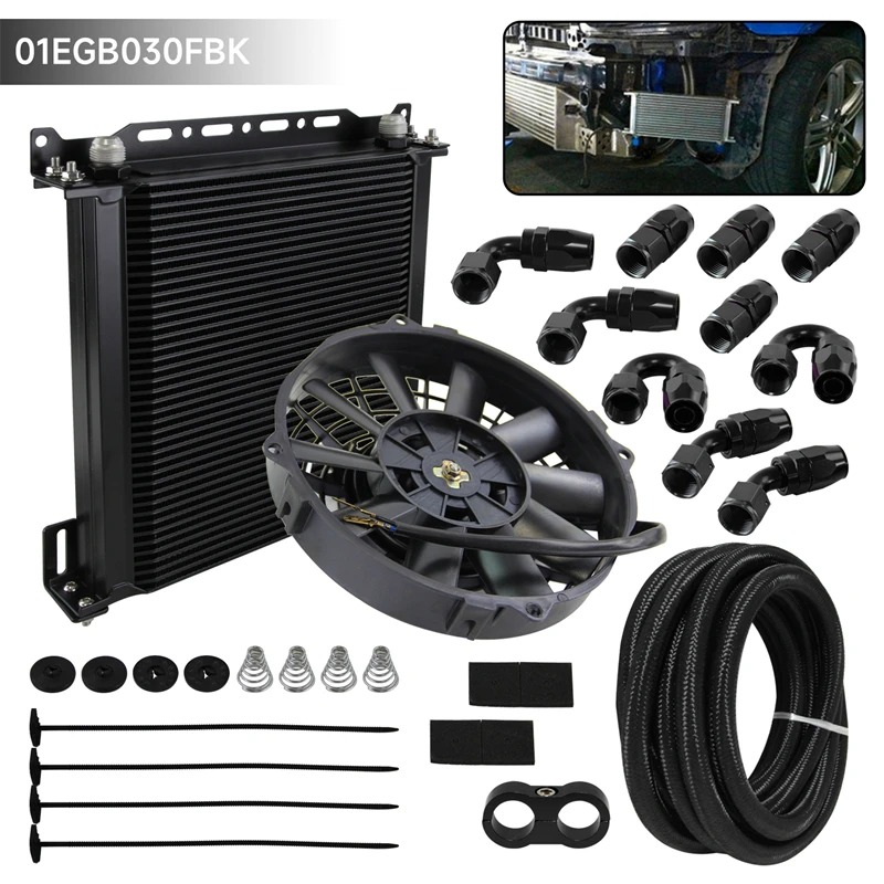 AN10 Engine 40 Row Oil Cooler Universal+5M AN10 Oil Line Fittings+Mounting Bracket+7