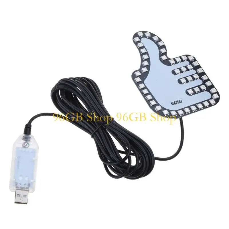 96GB Funny Car Rear Window Sign Thumb Lamp with Remote Control Road Rage Sign Finger Hand Gesture Light Universal Hand Lamp