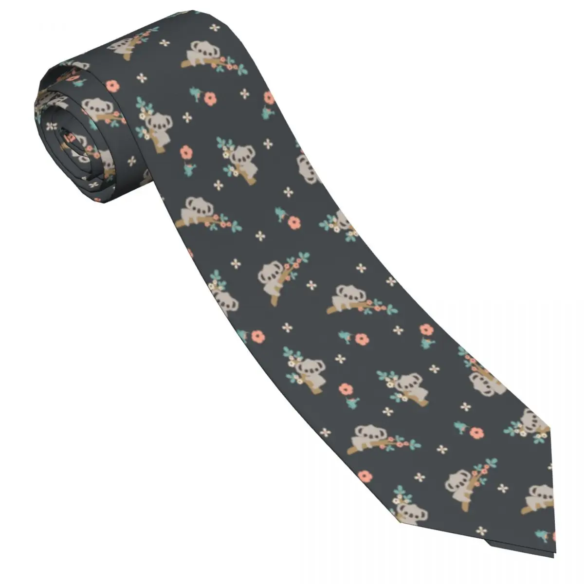 Mens Tie Slim Skinny Cute Cartoon Koala Floral Pattern Necktie Fashion Necktie Free Style Men Tie Party Wedding