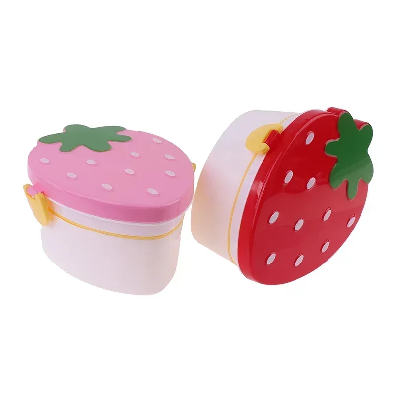 Kids Cute Strawberry Shape Lunch Box With Fork Spoon 2 Layer Food Grade Large Capacity Food Fruit Storage Bento Box