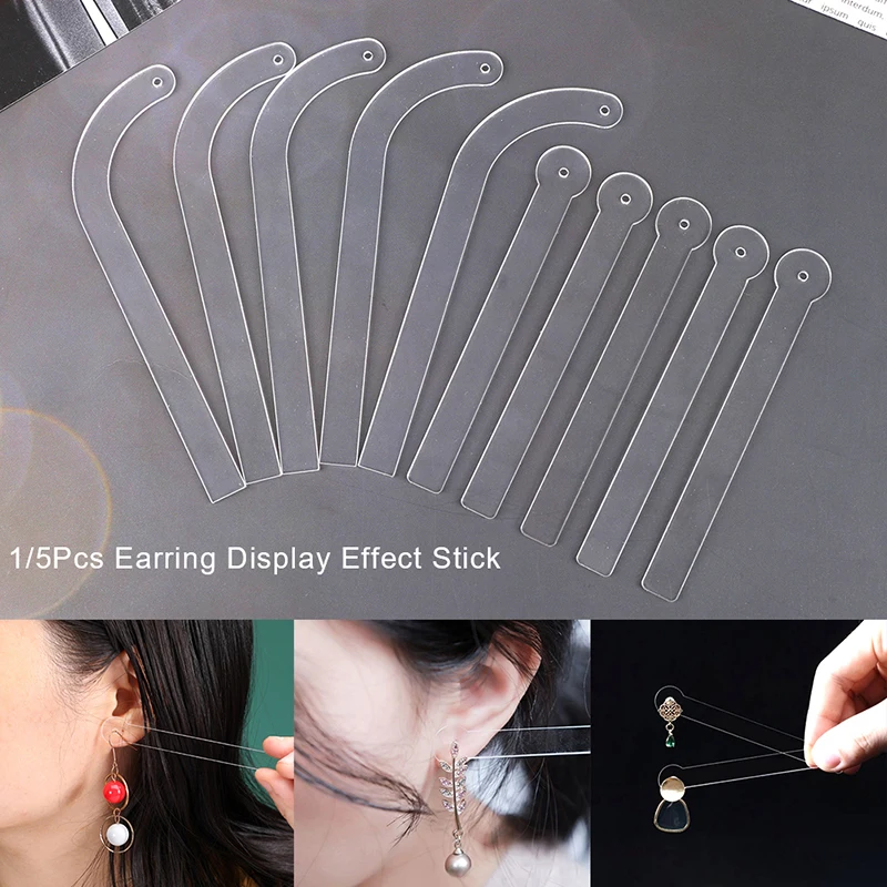 1/5Pcs Clear Acrylic Plate Earring Display Stand Earring Wearing Effect Stick Earring Stud Fitting Stick