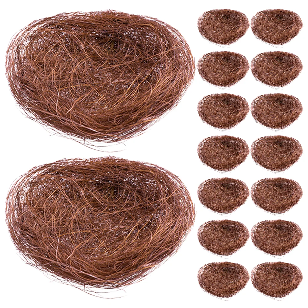 16 Pcs Cage Small Bird Nest Simulated Birdemic for Birdhouse Photography Props Decorations Silk