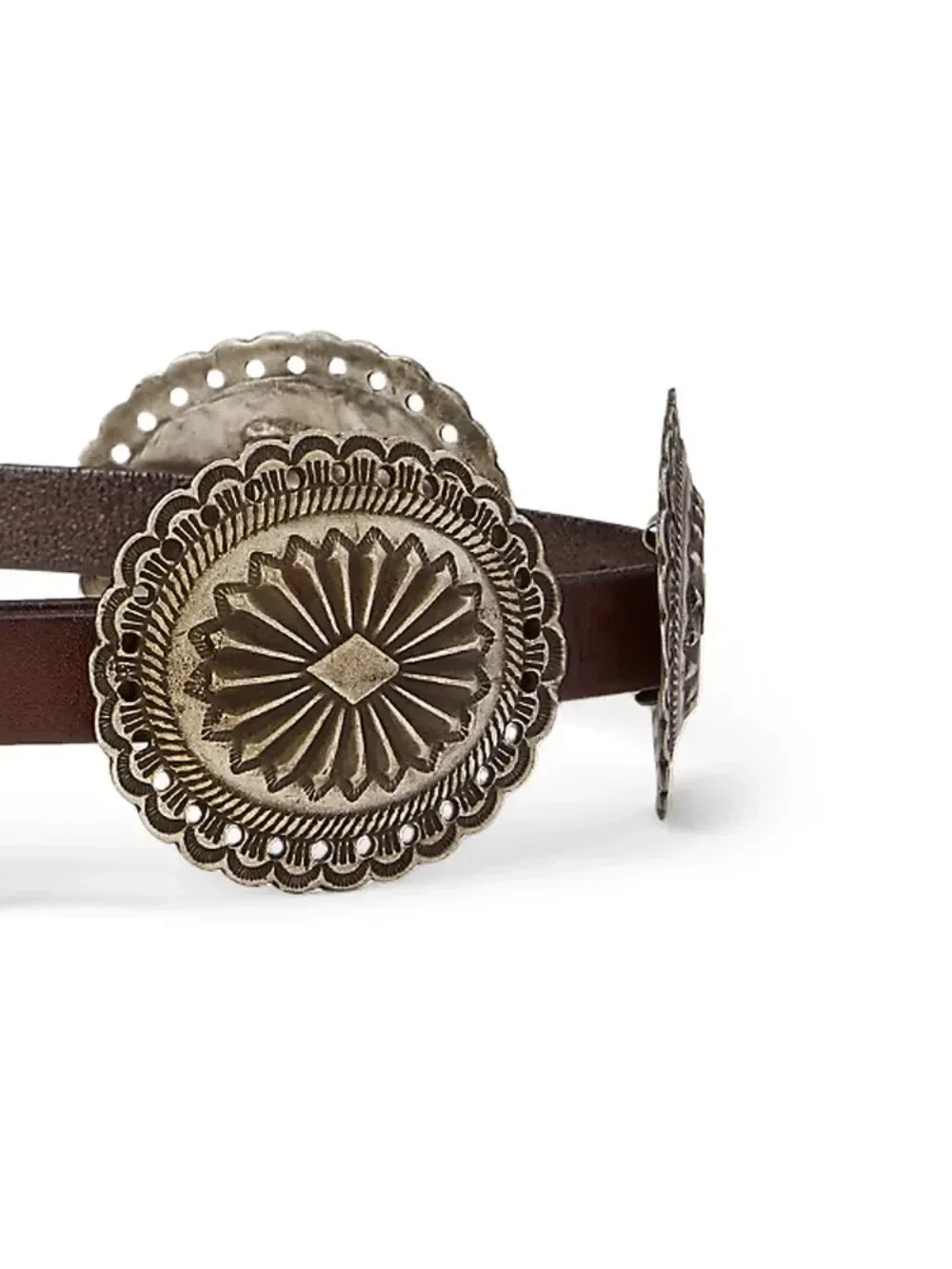 حزام رالف النسائي لورين الكلاسيكي المعدني المزخرف مع تنورة وسترة ومعطف وحزام وحزام خصر عريض وإكسسوار