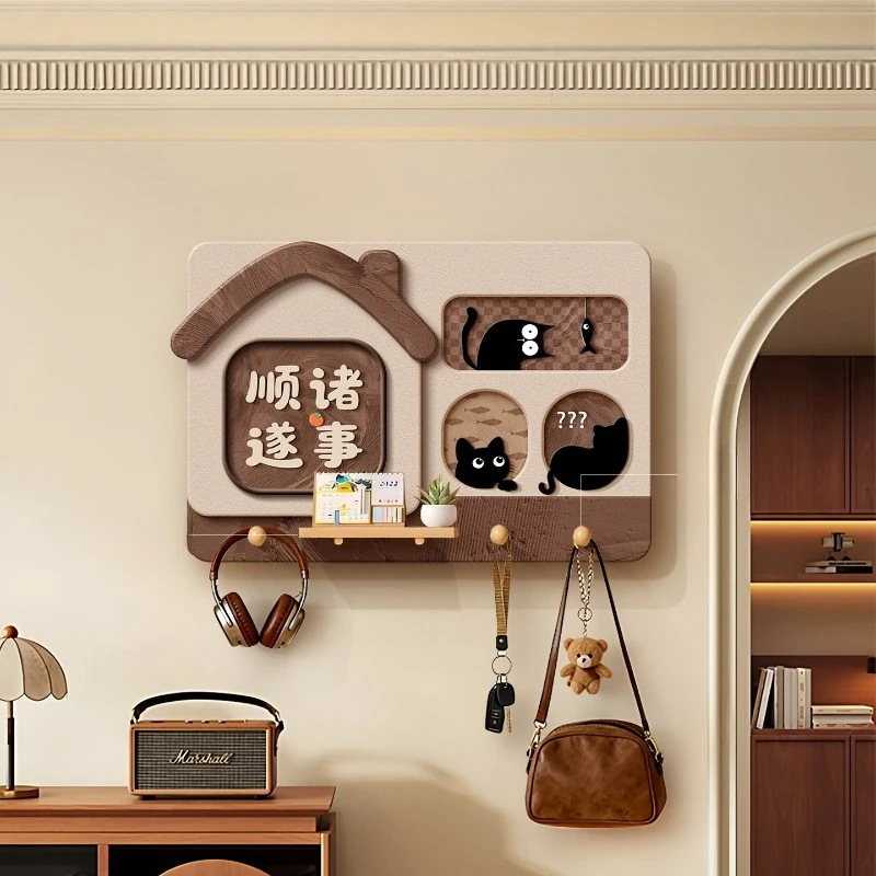 Entrance hall decorative Coat rack Cat pattern suspended save space storage shelves multi-functional perchero furniture home