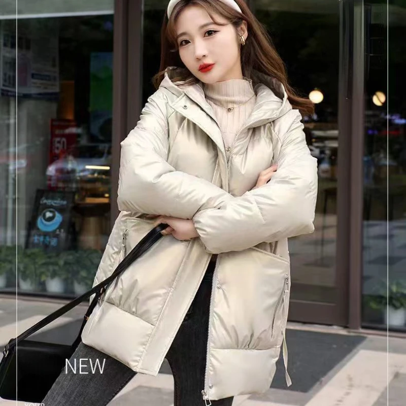 Oversized 2023 New Long Sleeve Winter Jacket Hooded Parka Down Cotton Jacket Thicker Warm Outerwear Snowsuit Winter Coat