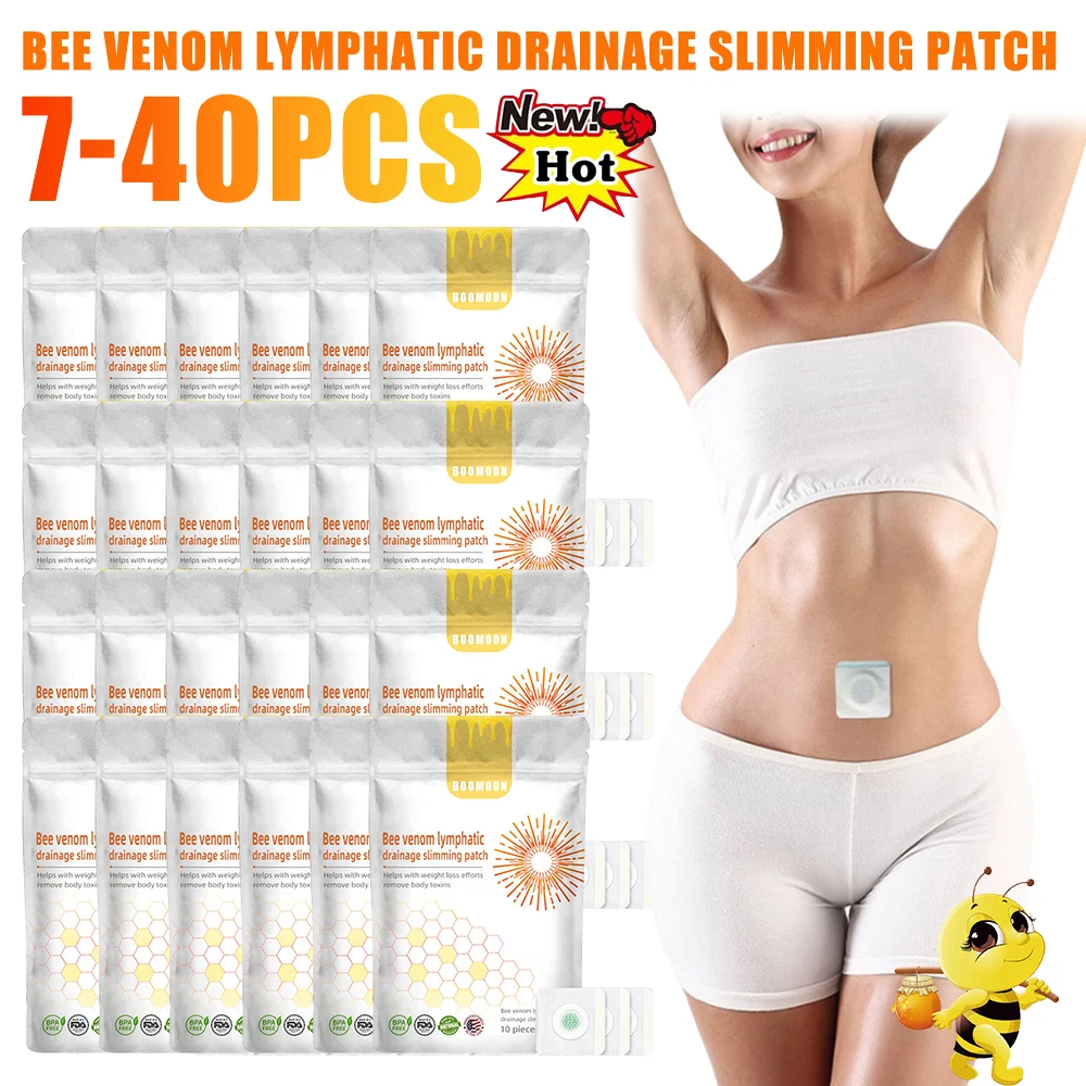 7-40PCS Bee Venom Lymphatic Drainage Patch Fat Burning Anti-Swelling Slimming Patch Weight Loss Lymphatic Bee Venom Patches