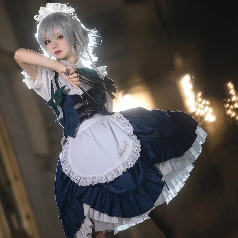 2024 Izayoi Sakuya فستان الخادمة أنيمي Touhou مشروع تأثيري حلي المرأة عالية الجودة النشاط لعب الأدوار الملابس أحجام S-XL جديد