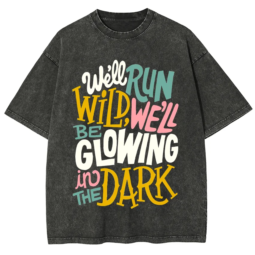 Color Art Font Letter Printing T-Shirt Couple's Clothing High Gram Weight Round Neck Shoulder Down Fashion Short Sleeves