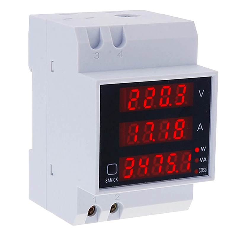 D52-2048 Din-Schiene LED Digital Amperemeter Voltmeter Strom Wattmeter Volt Ampere Watt Leistungsmesser AC 200-450V 100A Messgerät