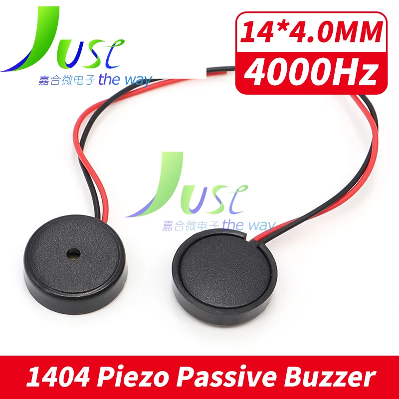 10PCS 1404 4000Hz Passive Buzzer With Wire Piezoelectric Speaker 14MM 14*4.0MM 14x4mm 30V Low Power Consumption Electronic DIY