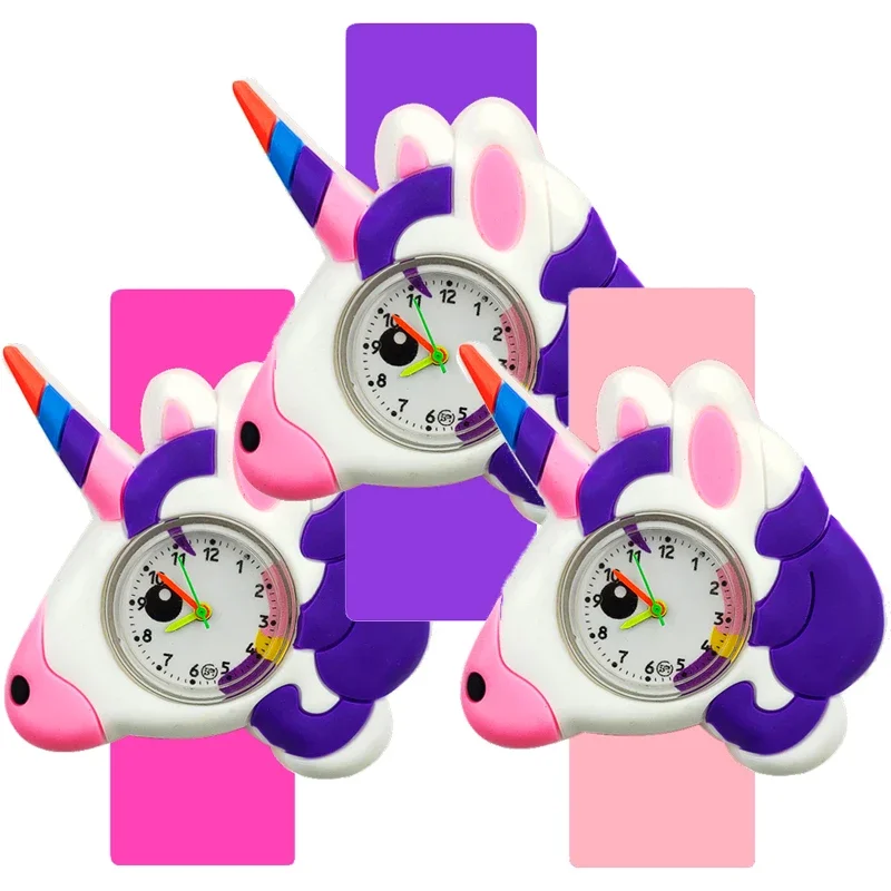 Reloj Digital de unicornio 5D para niños, regalo de cumpleaños, hora de estudio, juguete, pulsera Slap, gran oferta, 2024