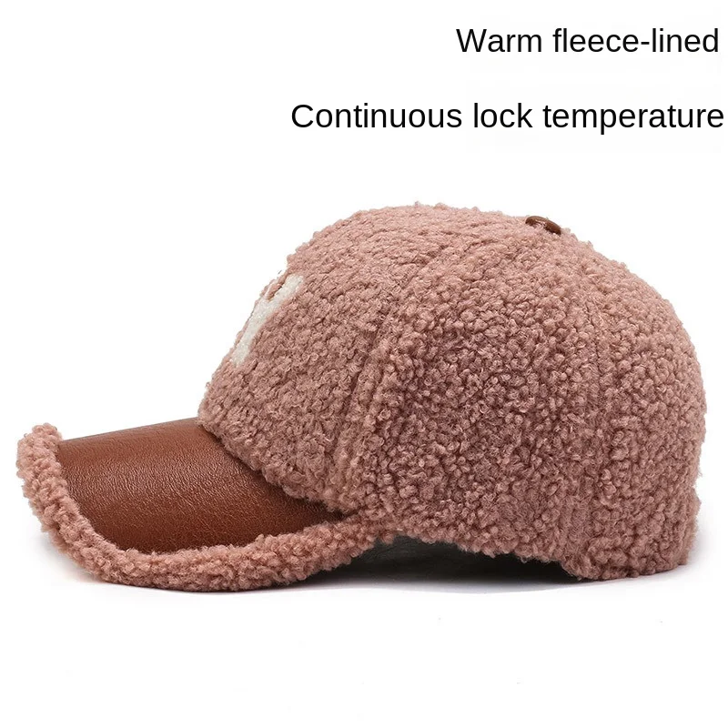 Winter Baseball Cap for Women Trucker Hat Outdoor Keep Warm Wool Hat Ladies Fashion Teddy Bear Wool Windproof Hip Hop Hat