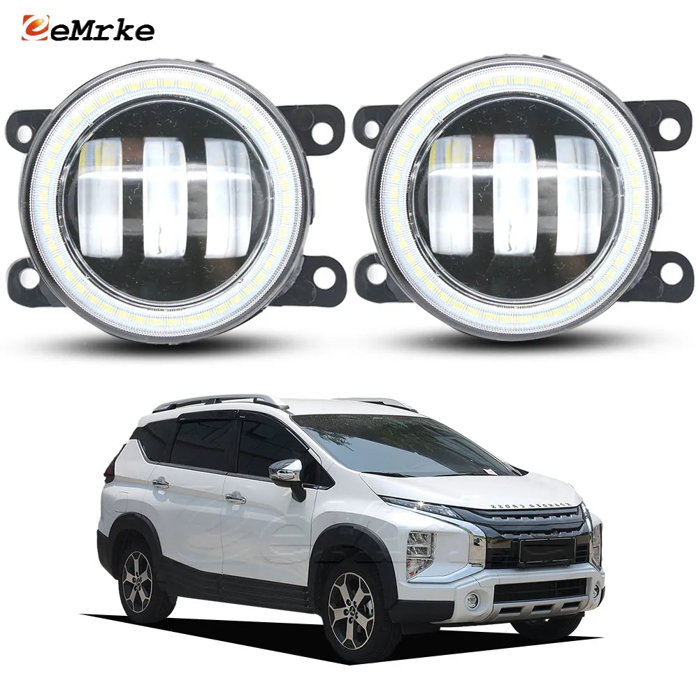 

Upgrade 40W Led Fog Lights Assembly for Mitsubishi Xpander Cross 2019 2020 2021 2022 PTF w/ Clear Lens Car Angel Eyes DRL Rings