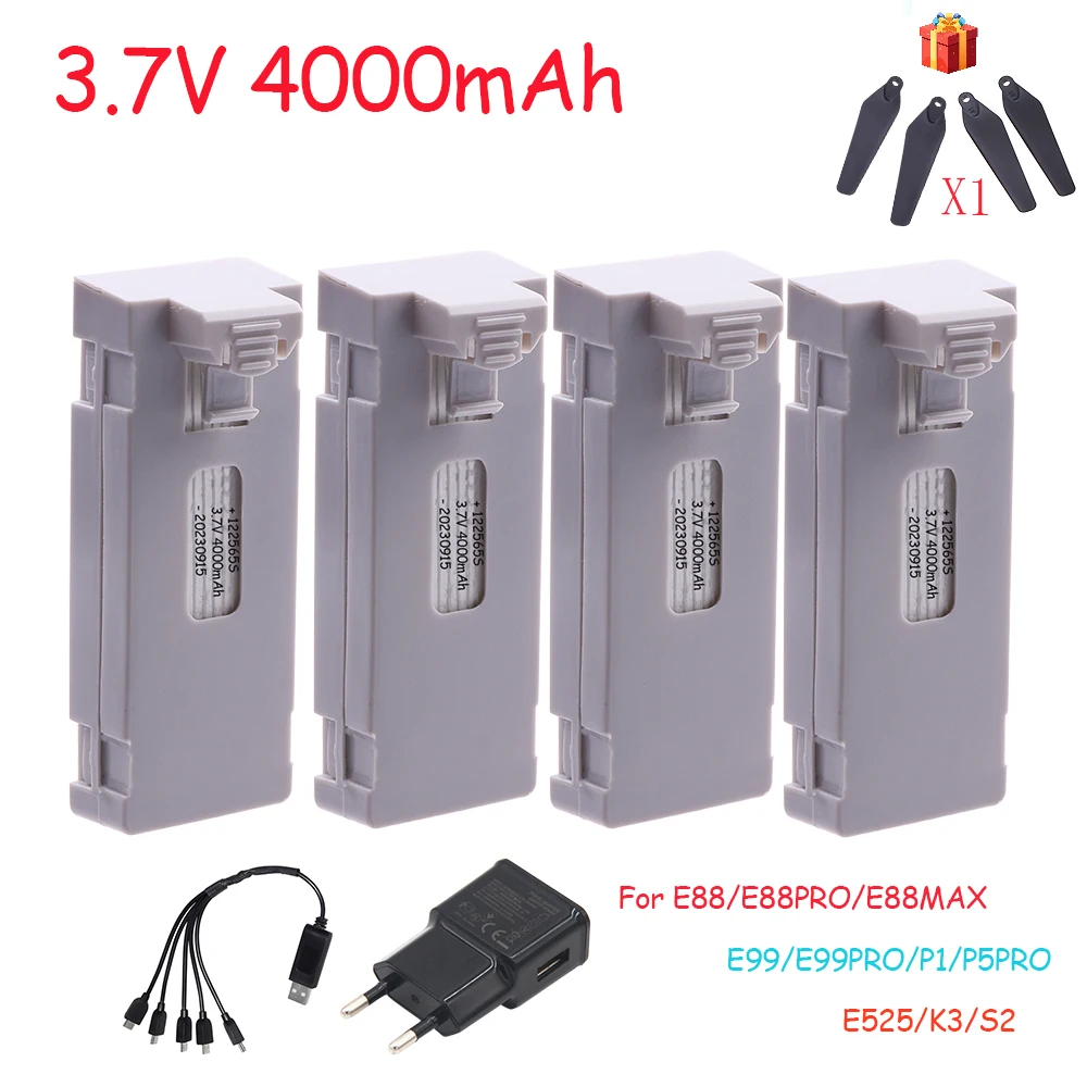 3.7V 4000Mah RC Drone Batterie Accessoire Pour E88 E88PRO Ls-E525 EfruitPRO K3 lterian Mini UAbility Drone Batterie Spéciale 4000mAh Rc Pièces