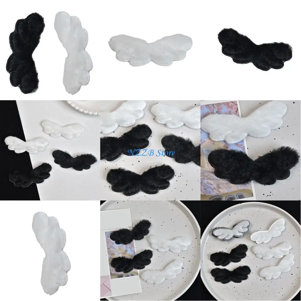 T21F Handmade Hair Clip Plush Wing Appliques Headbands Accs Jewelry Making Supply Clothing Garments Sewing Ornaments