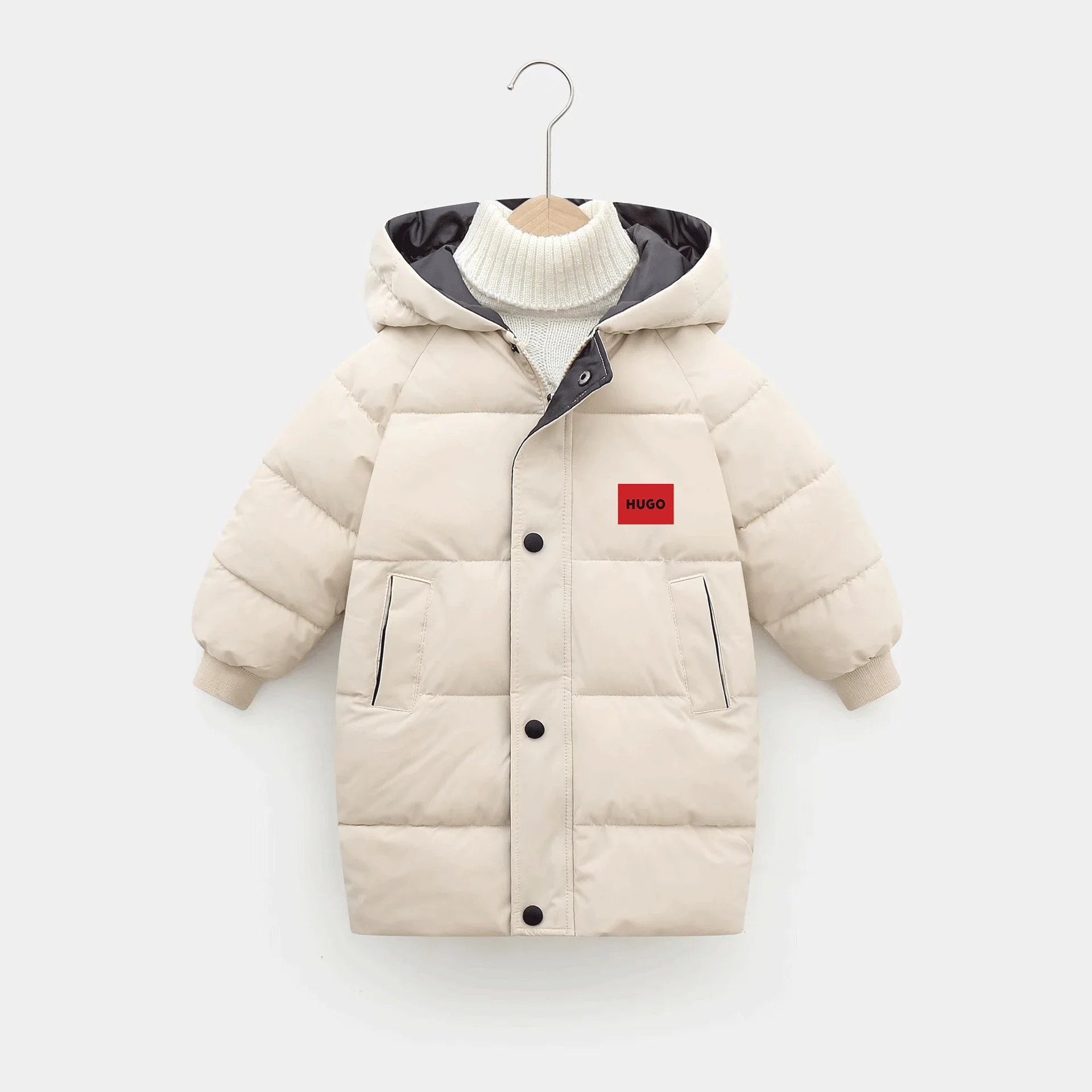 Children  wear down cotton-padded jacket with thick cotton-padded jacket baby long coat 2024 new autumn and winter