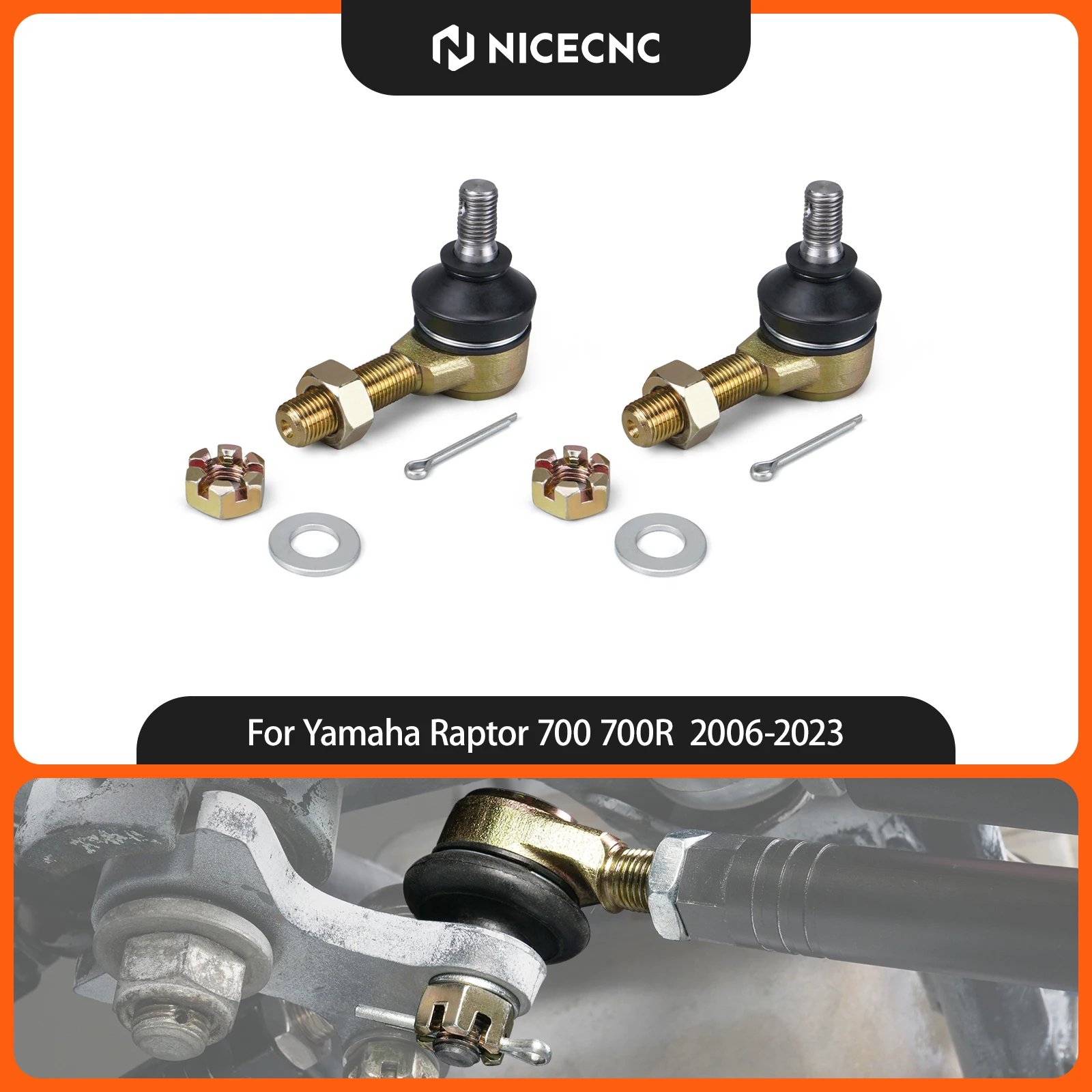 NICECNC Upper Lower Suspension Ball Joint Tie Rods Ends Kit For Yamaha Raptor 700 700R YFZ450 YFZ450R 2006-2026 ATV Accessories