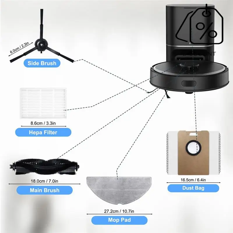 AB35-Für TP-Link Tapo RV30 Max / RV30 Max Plus / RV20 Max / RV20 Max Plus Vakuum Teile Filter Hauptseite Pinsel Mopp Pad
