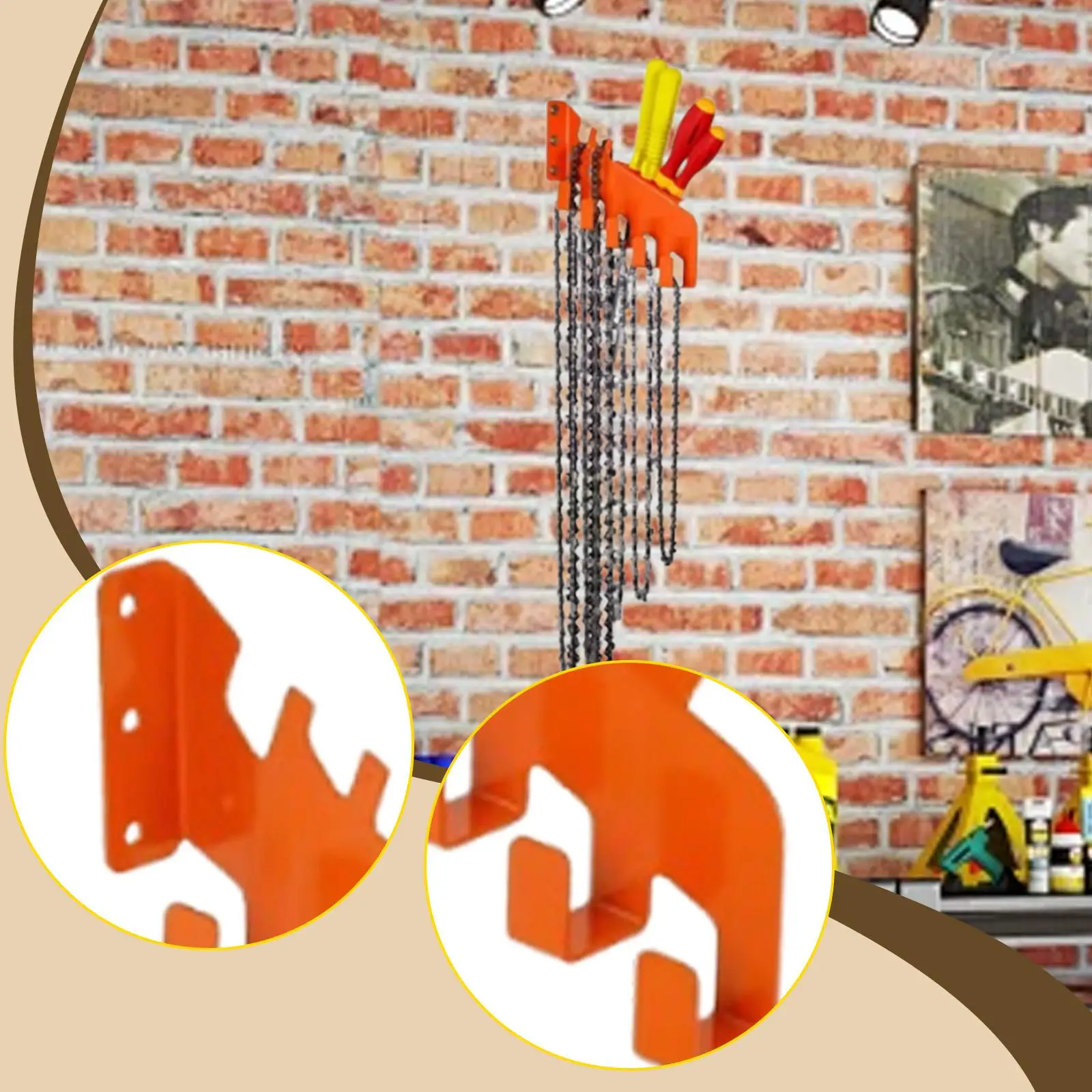 

Подставка для вешалки для цепи бензопилы Настенное крепление для цепи бензопилы для гаражей и инструментов