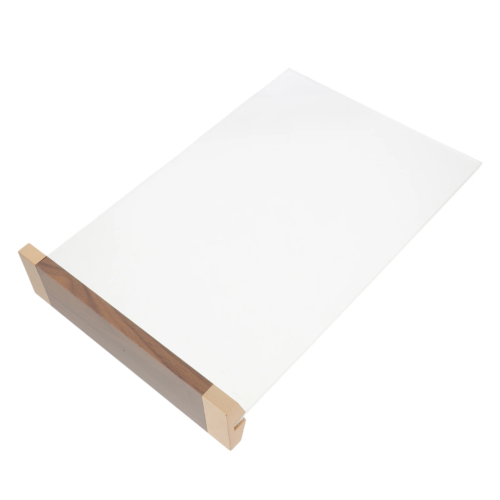 Walnut Display Stand Kertas Desktop Sign Holder Bisnis Akrilik