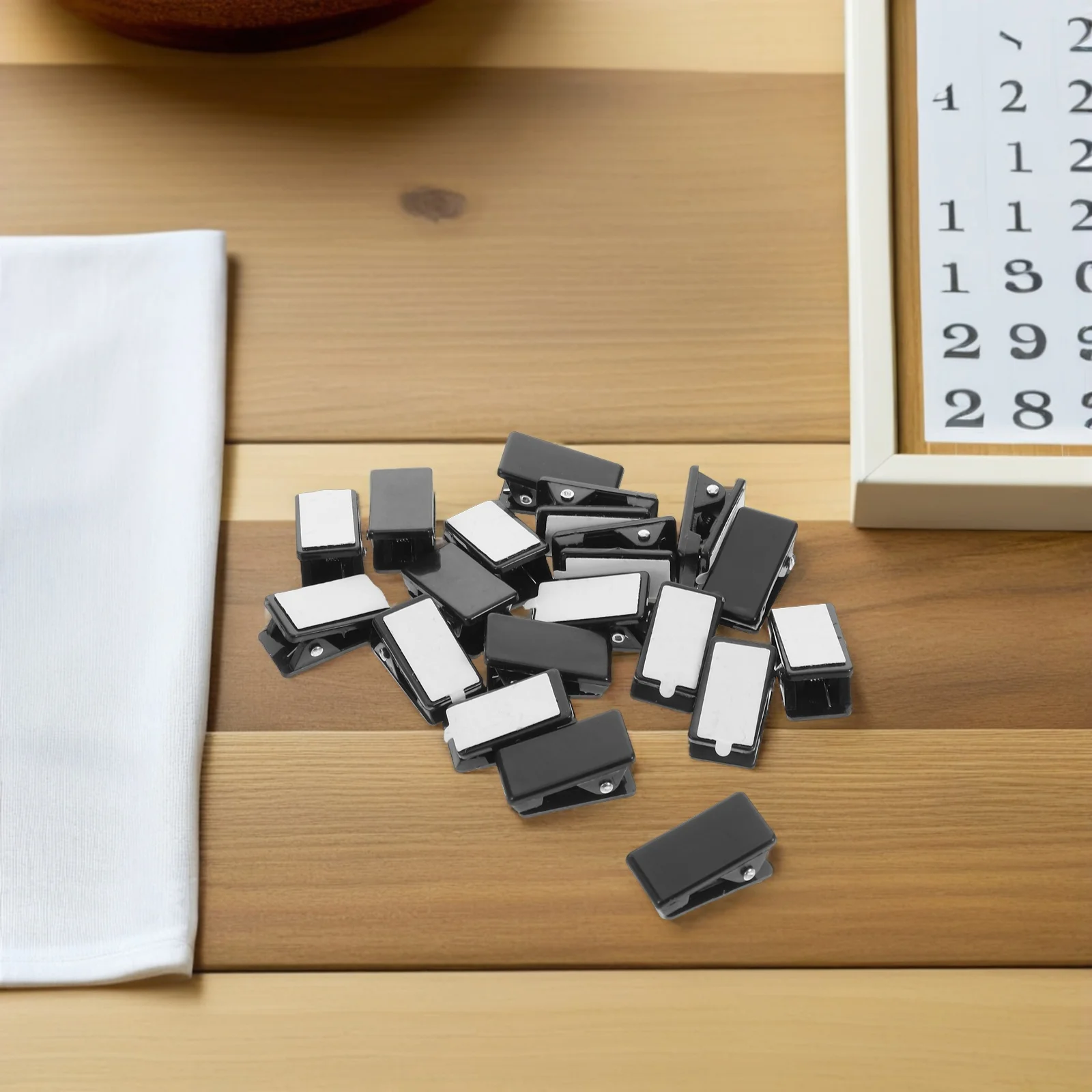 

20Pcs Mini Wall Clip Black Adhesive Backing for Photos Posters Papers Strong Hold No Damage to Surfaces Home Office Organizer