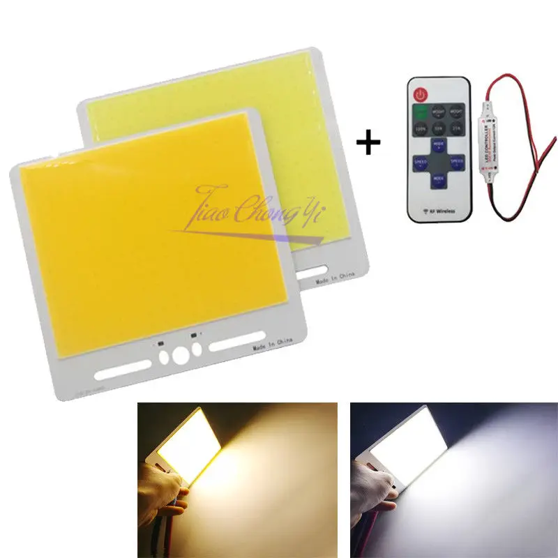 

135x120 мм 100 Вт Светодиодная лампа COB 240 светодиодов COB LED DC 12 В Лента Беспроводной радиочастотный пульт дистанционного управления Лампа Теплый белый светодиодный чип COB FLIP НОВЫЙ