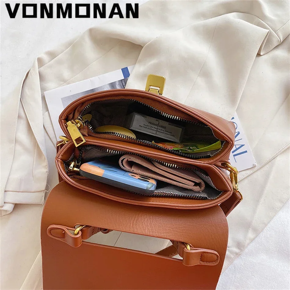 Vintage Tote Bag Winter New Quality PU Leather Women\'s Designer Handbag Purses Luxury Designer Mini Shoulder Messenger Bag