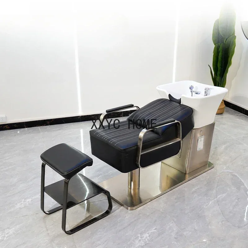 TAO Half Lying Flushing Bed Special Soft Pillow Deepening Ceramic Basin Stainless Steel Bottom Shampoo Chair
