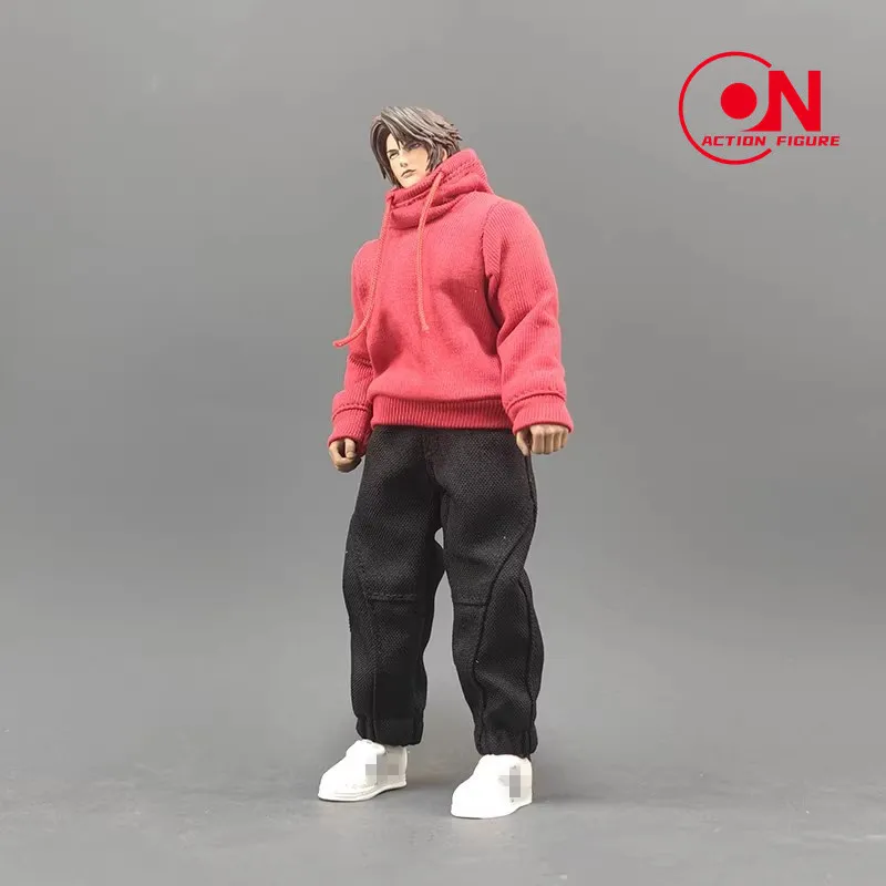 1/12 スケールフード付きスウェットシャツパーカー黒赤服アクションフィギュアアクセサリーモデル 6 ''男性兵士ヘッド TBL ボディ