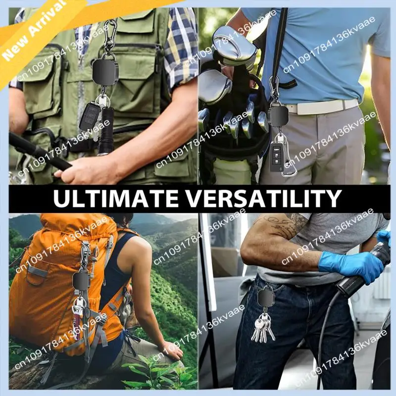 

M01K Брелок для ключей Сверхмощный металлический держатель для бейджа Котушка для ключей, брелок-карабин с зажимом для ремня, стальной шнур 27,5 дюйма