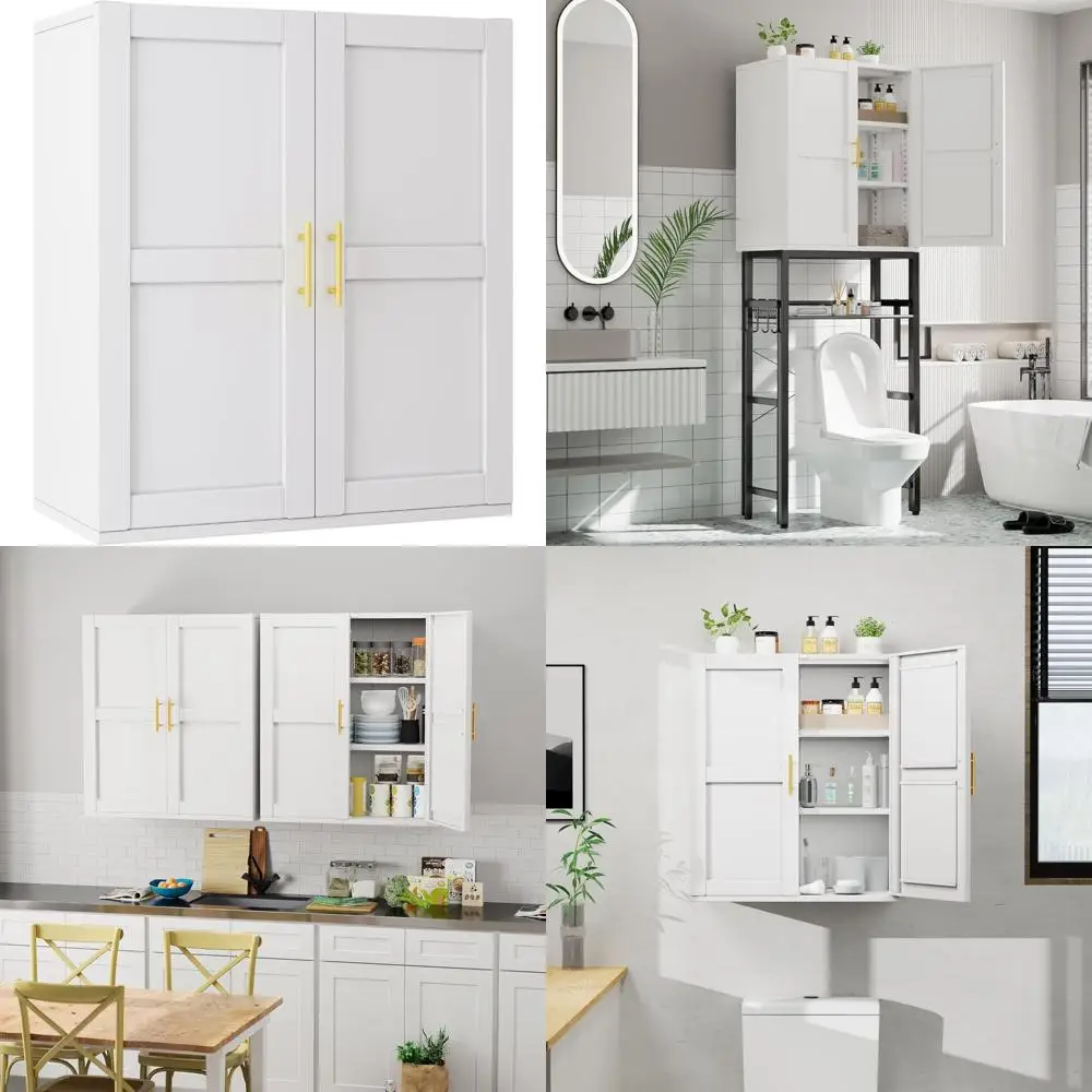 

Wall-Mounted 31 High Bathroom Storage Cabinet with 2 Adjustable Shelves and Medicine Cabinet