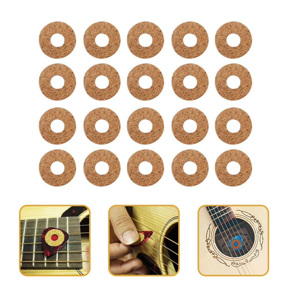 

20 Pcs Pick Pads Pasted on Guitar Grips Portable Accessories Strap for Adhesive Cork Supply
