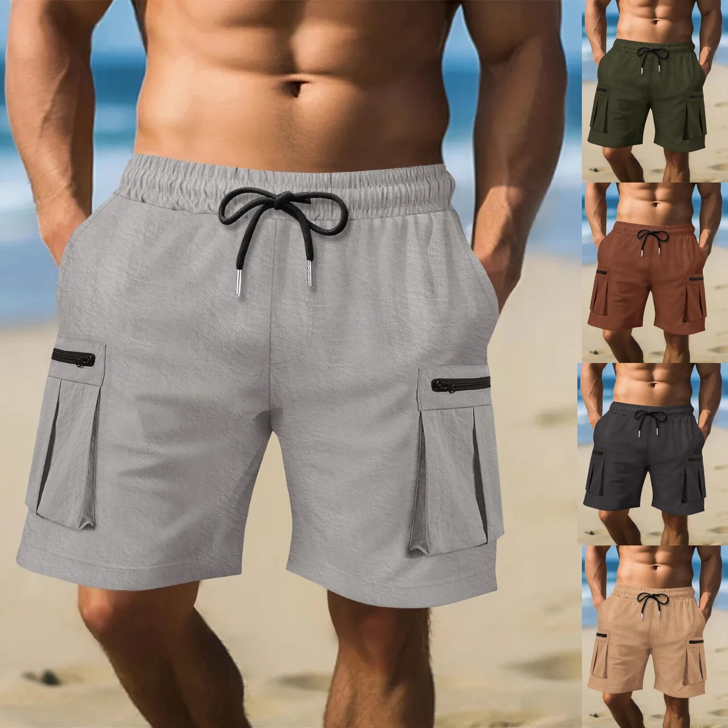 

Summer men's new style fashionable multi-pocket casual sports breathable quick-drying loose straight-leg work pants, shorts