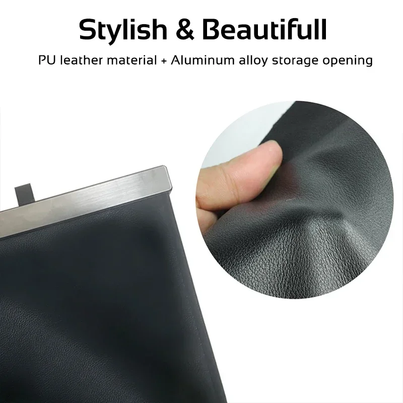 Per Tesla Model Y/3 Seat Back Storage Bag Magnetic Open PU Leather cestino della spazzatura Pocket Organizer accessori per auto impermeabili