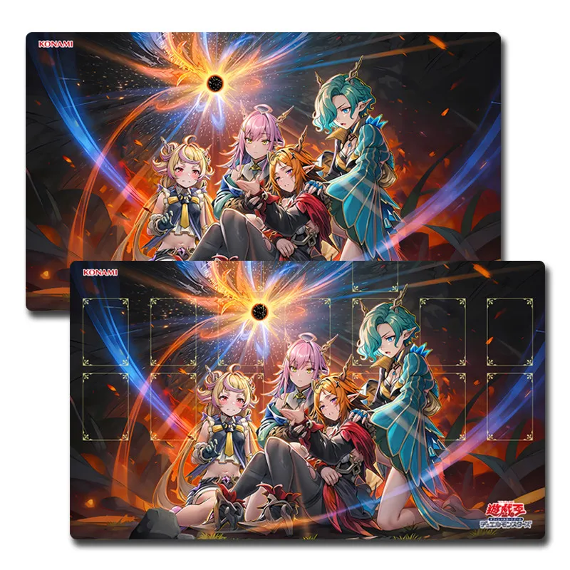 Yugioh Elfnotes: Quatrain of Succession Spielmatte Yu-Gi-Oh! TCG OCG Sammelkarten-Spielmatte Duellplatte Gummi-Kartenmatte Mauspad