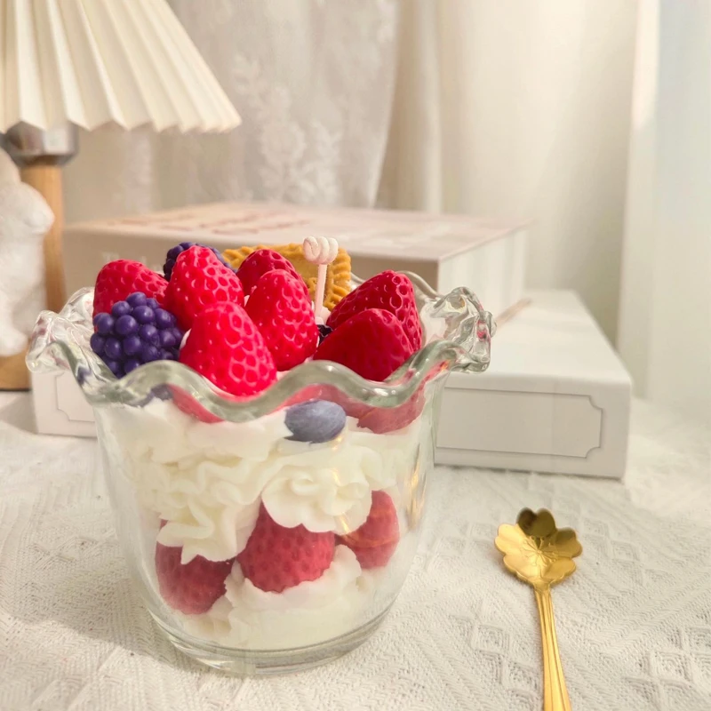 Scented Candles Fruit Yogurt Cereal Nut Ice Cream with Cup Simulation Candle Birthday Gift Aromatherapy Ornament Home Decoration