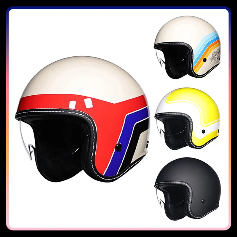 

Men Women Open Face Motorcycle Helmets DOT Retro Jet Helmet 3/4 Open Half Helmet for Moto Pilot Moped Cascos Para Motos