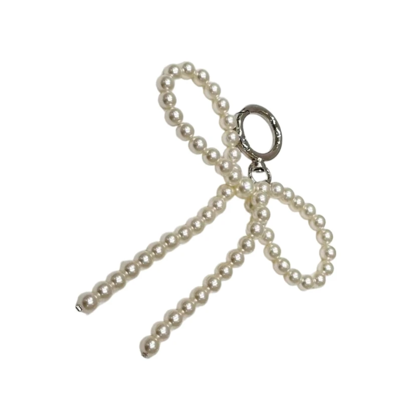 Fashion Pearl Bowknot Keychain Pendant Sweet Hanging Decorations Keyring Charm for Purse Bag Backpack Handbag