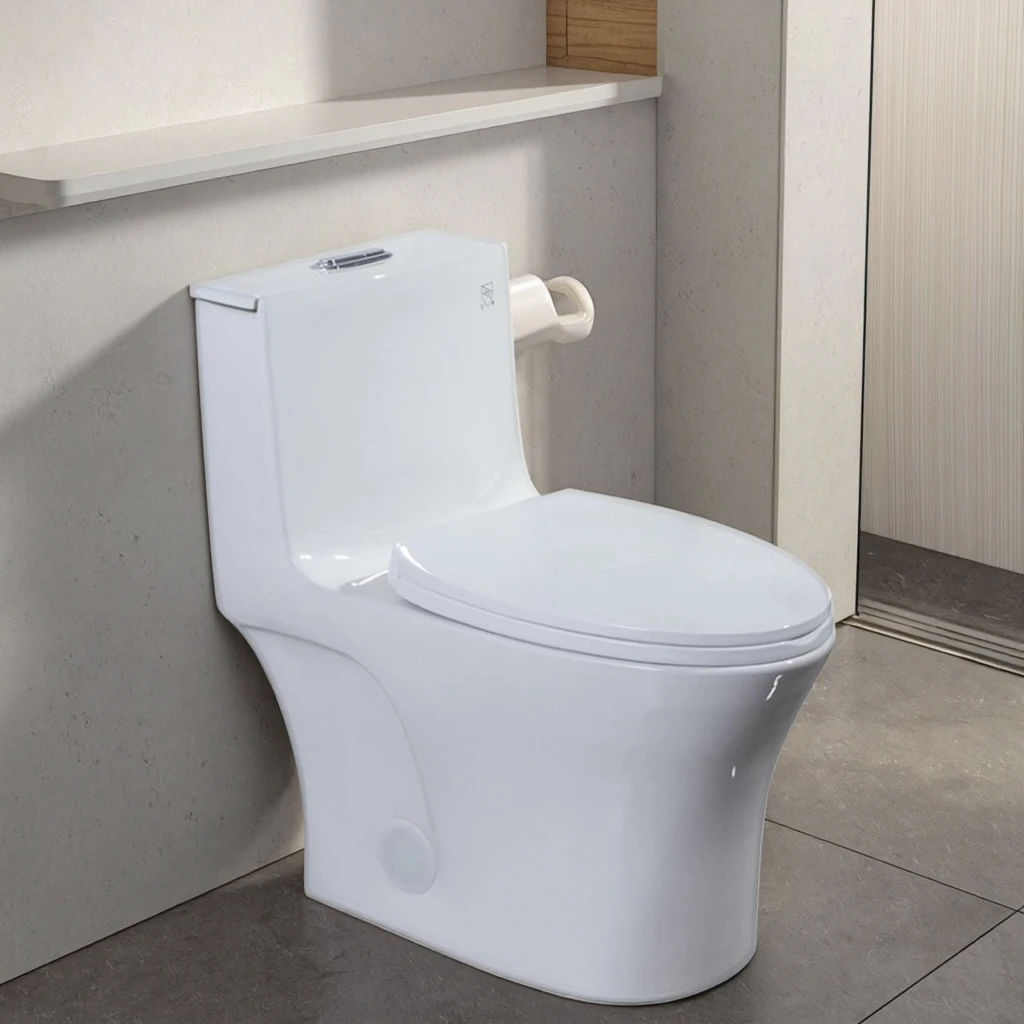 

Hot Sale CUPC USA Standard White Color Tornado Siphonic Ceramic Floor Mounted Water Closet Bathroom One Piece Toilet Commode