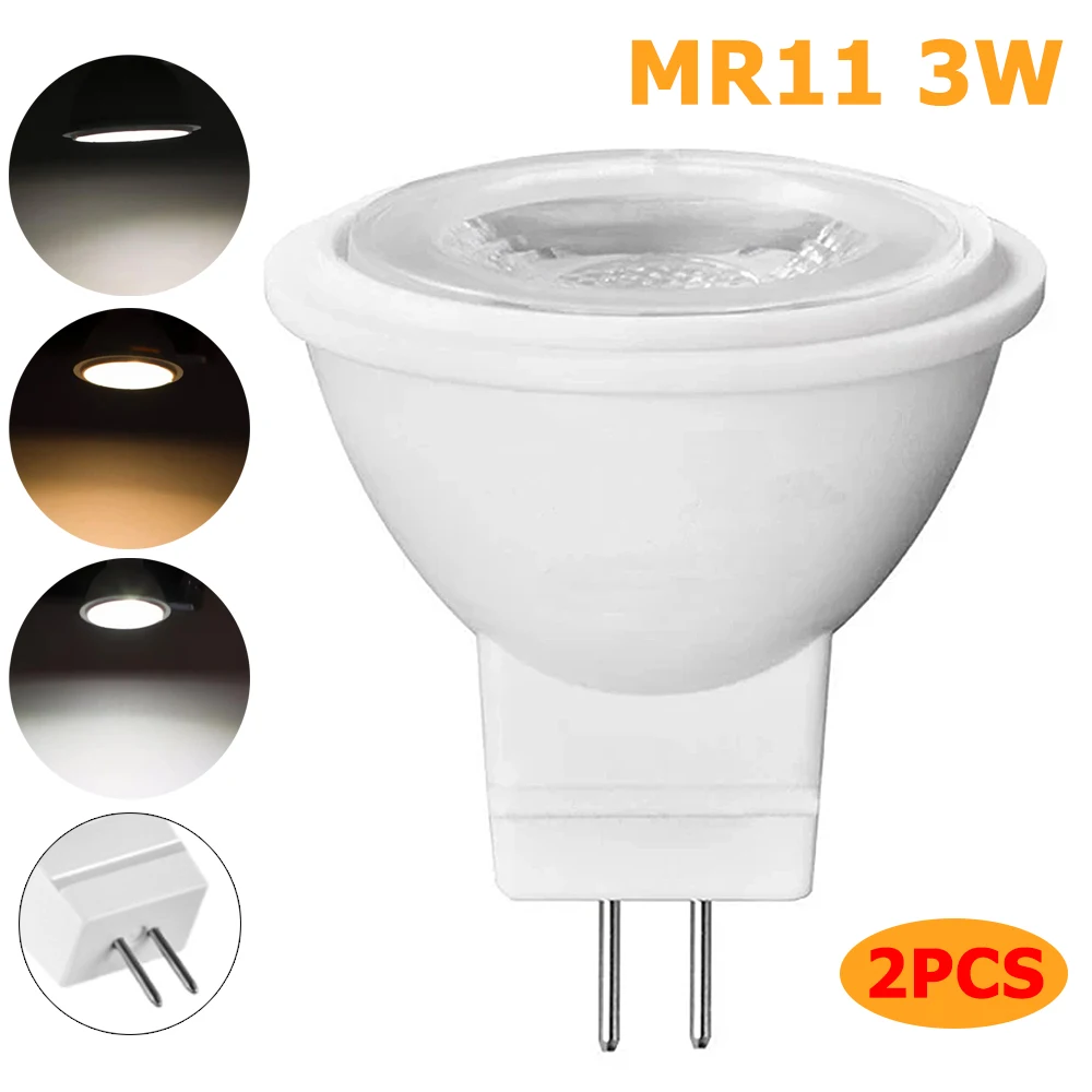 2 sztuki 3W MR11 GU4 reflektory LED ściemniania AC/DC 12V 24V 110V 220V oświetlenie LED ciepłe/neutralne/chłodne biała lampka LED 36 °