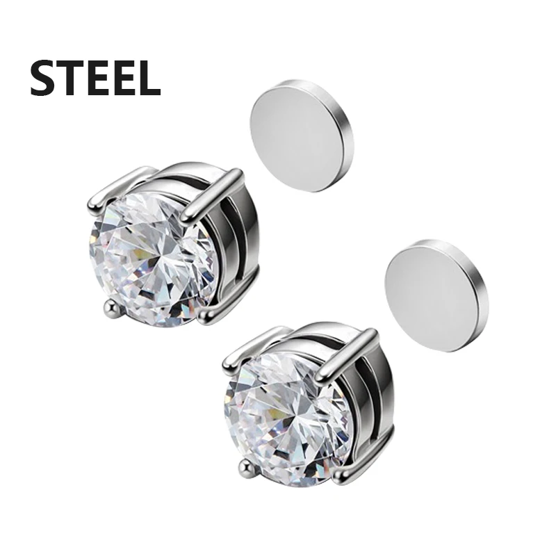 1/3 Pair Crystal Strong Magnetic Ear Stud Clip Earrings for Men and Women Punk Round Zircon Magnet Earrings Non Piercing Jewelry image 6