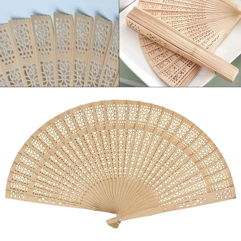 Folding Hand Held Fans Sandalwood Hand Fan Chinese Wooden Fan  For Wedding Favors Baby Shower Dance Fan Vintage Folding Fan