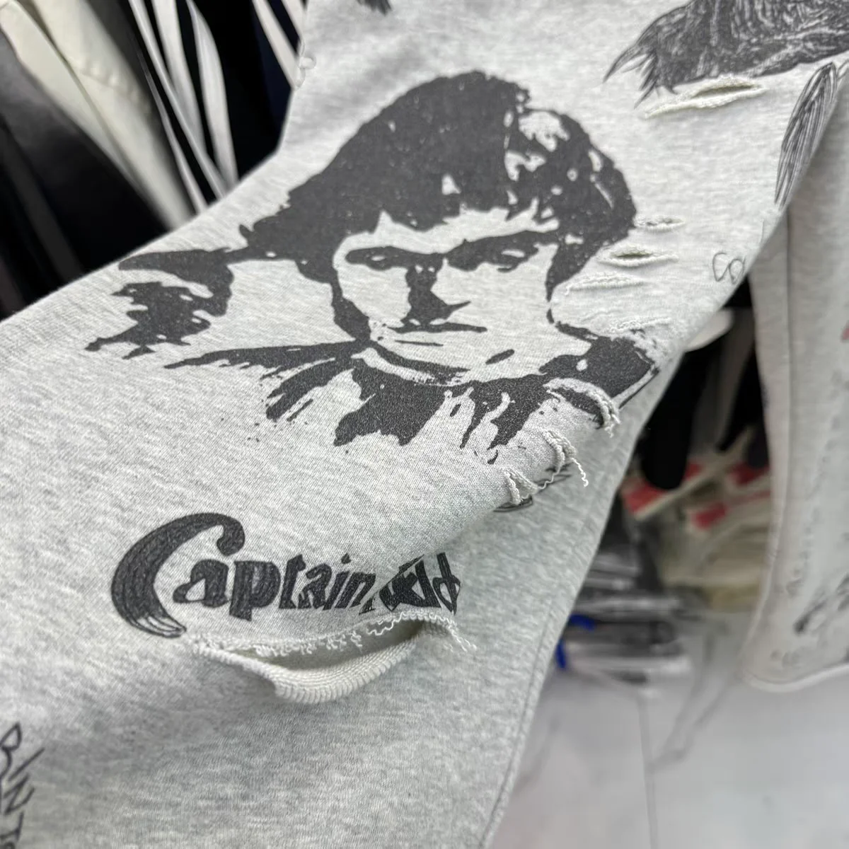 Retro Graffiti Character Letter Print Wide Leg Track Pants Men Women Trousers Jogger Drawstring Sweatpants