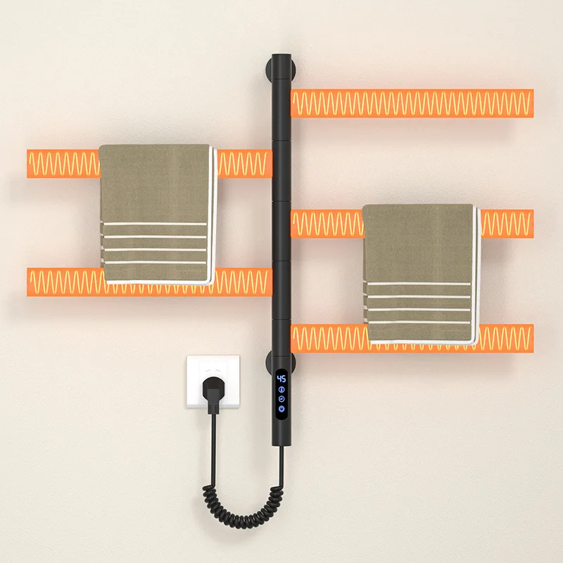 Customizable Rotatable Electric Towel Rack Stainless Steel Bathroom Heating Shelf Hotel Engineering Intelligent No Punching