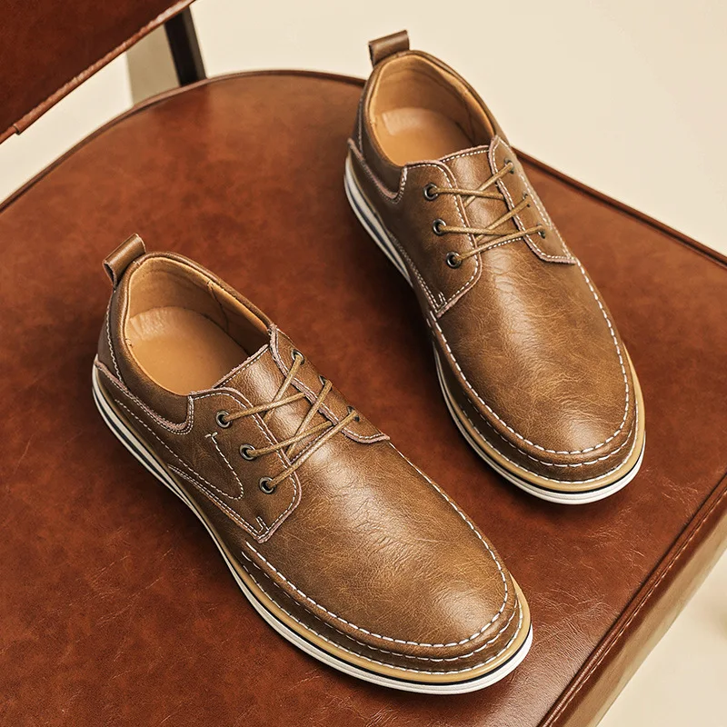 Casual leather shoes, genuine leather, large size, breathable trendy shoes