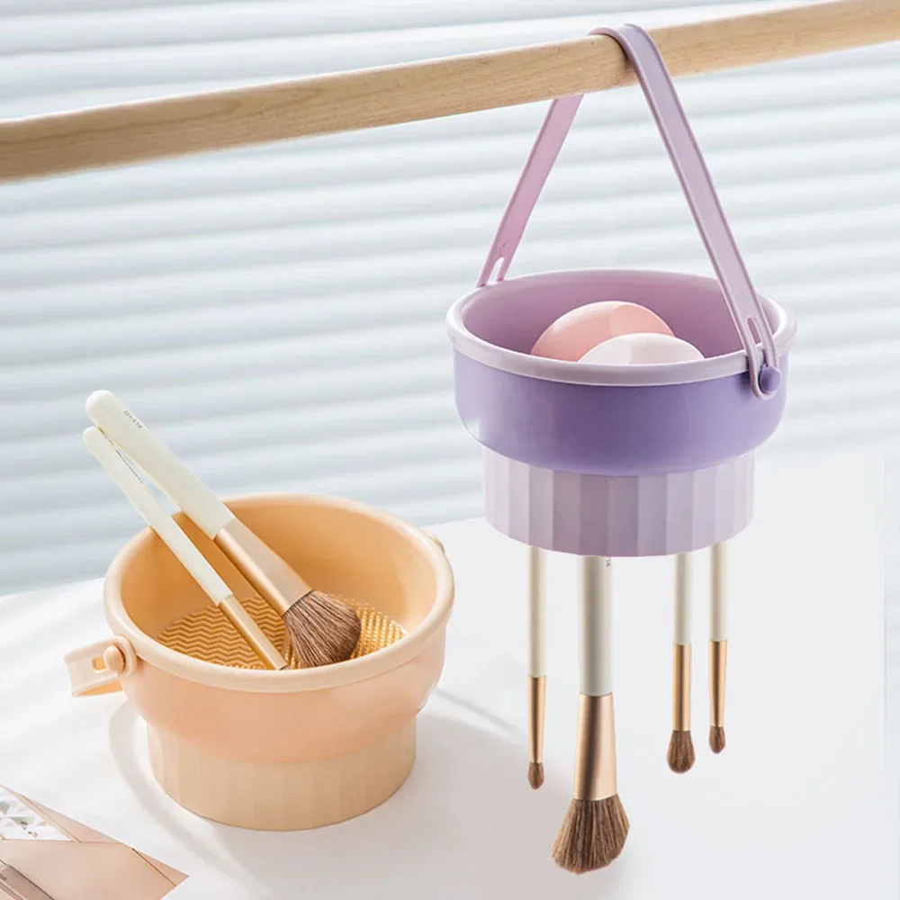 Boîte de nettoyage de pinceaux de maquillage, ensemble d'outils de séchage d'œufs, bouffantes de poudre, éponge de lavage, artefact de rangement, bol de lavage en Silicone 1 pièces